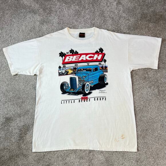 Vintage Brockum The Beach Boys 1994 Little Deuce Coupe T-Shirt Size XL White - Picture 12 of 12